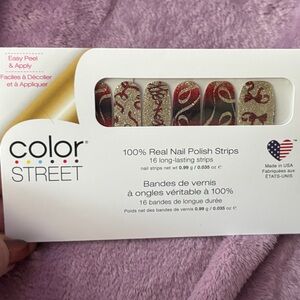 Color Street Nail Polish Strips - Festive Red and gold Glitter 'velvet ribbon'